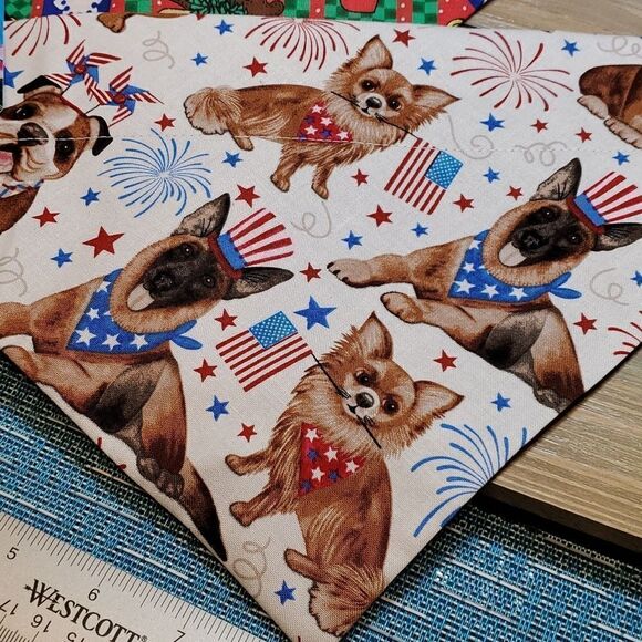 #19 Large 13.5" Patriotic Dogs & Christmas Reindeer Dog Bandanas - Picture 2 of 3
